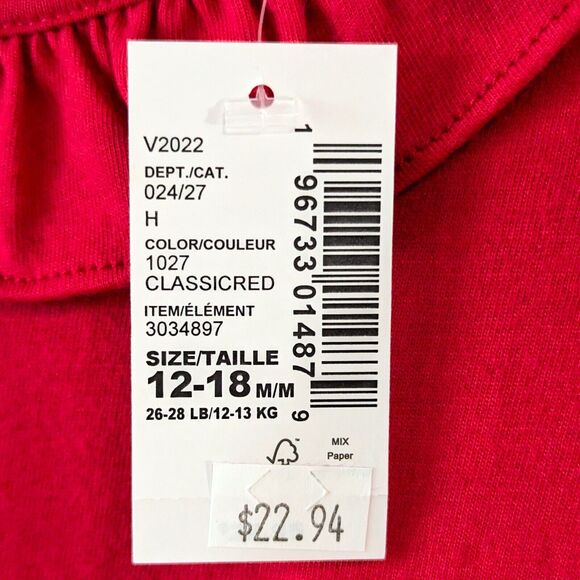 The Children's Place Skater Dress 12-18 Months Red Long Sleeve Ruffles Holiday - Picture 5 of 6